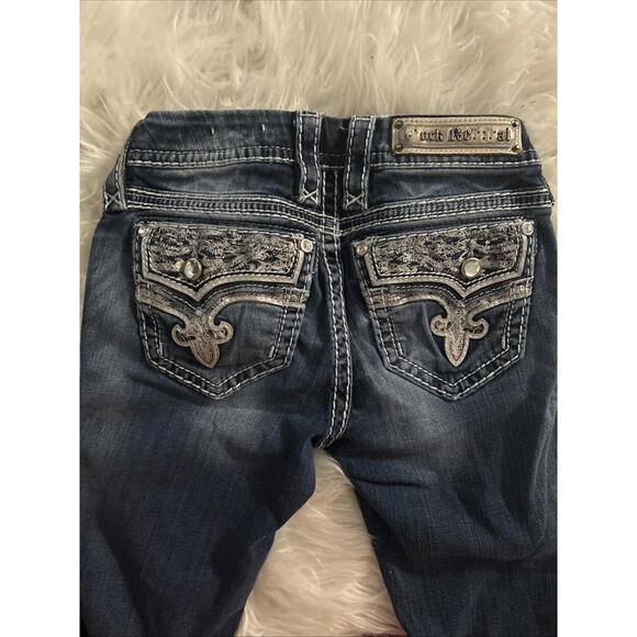 Rock Revival BETTY Jeans Womens 25 Skinny Mid-Rise Embellished Distressed READ - Picture 3 of 14